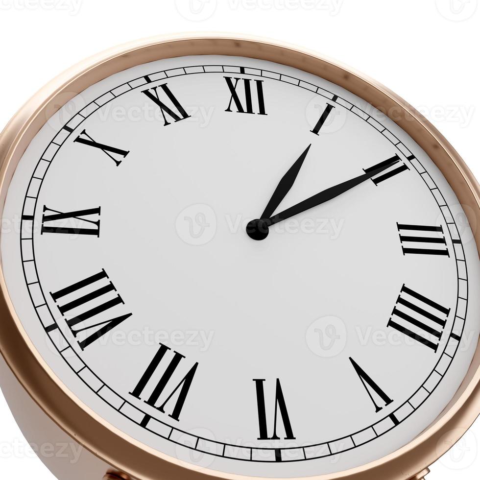 Horloge classique en cuivre de rendu 3D sur fond blanc photo