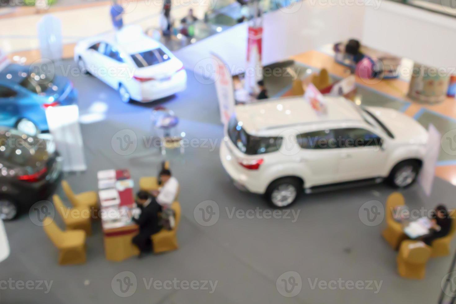 abstrait flou voiture salle d'exposition vue de dessus arrière-plan défocalisé photo