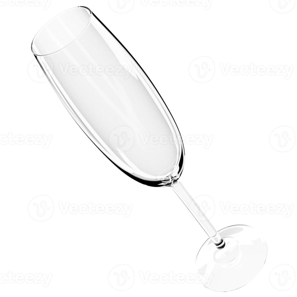 Illustration 3d de verre de champagne sur fond blanc. illustration réaliste d'un verre pour alcool fort photo