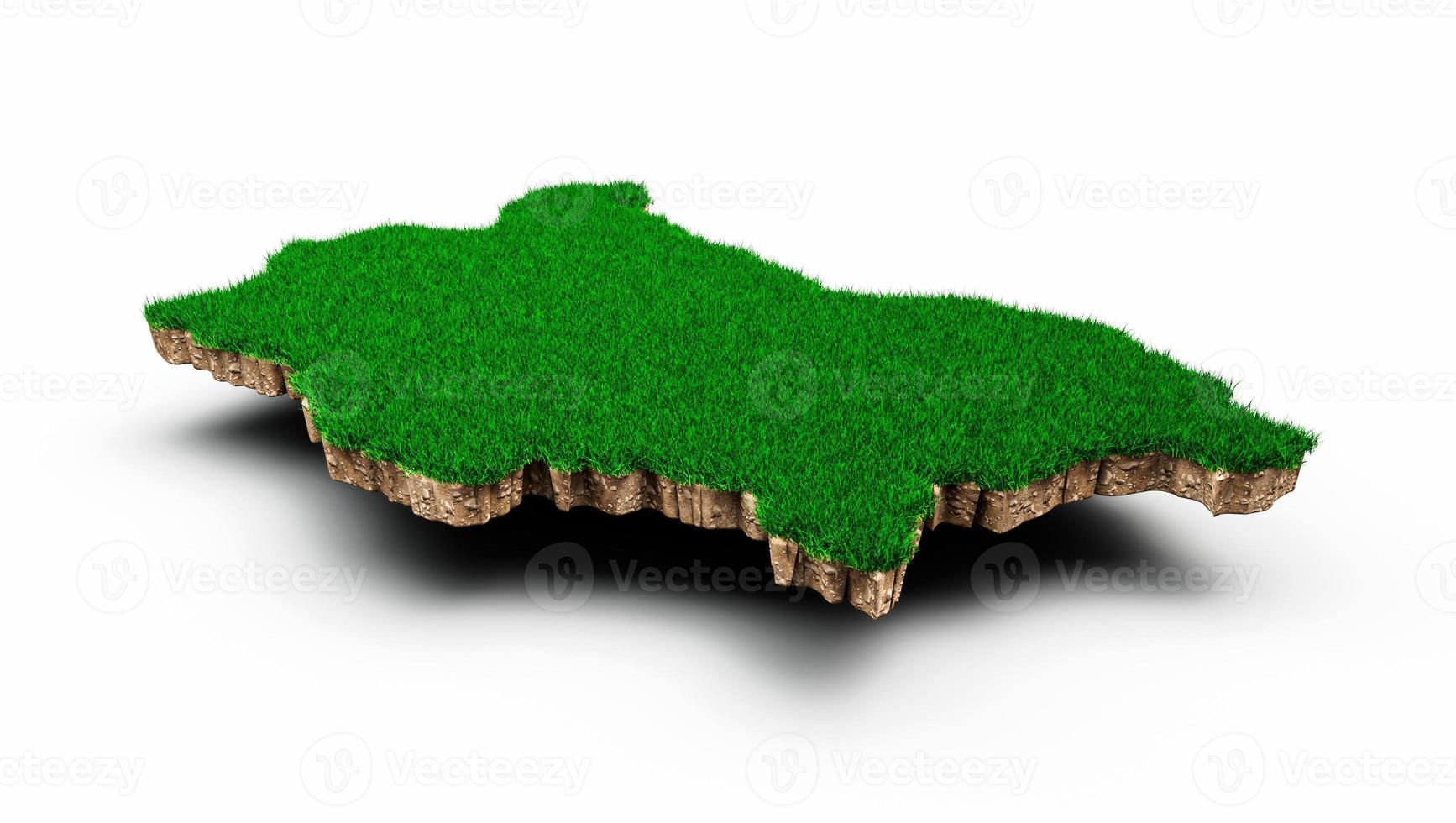 carte de la bulgarie coupe transversale de la géologie des sols avec de l'herbe verte et de la texture du sol rocheux illustration 3d photo