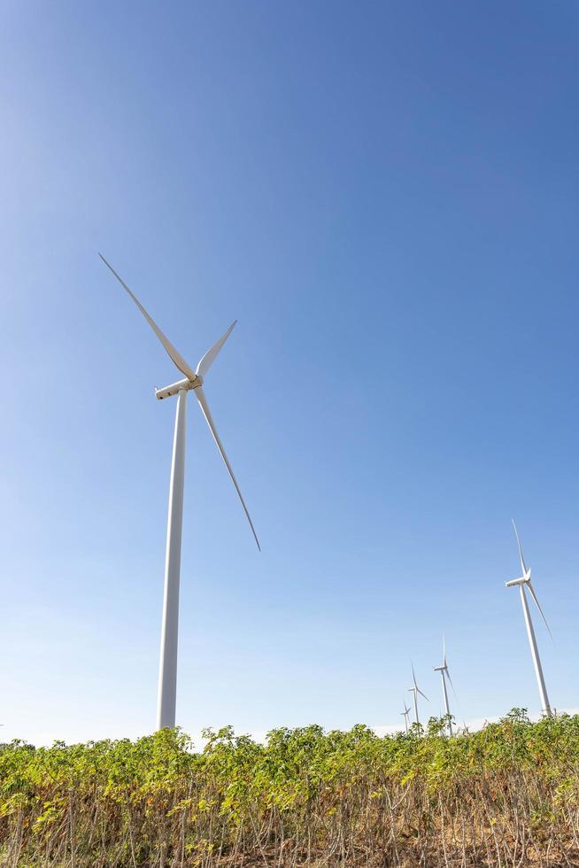 les éoliennes sont des sources d'électricité alternatives, le concept de ressources durables, un beau ciel avec des éoliennes, des énergies renouvelables photo