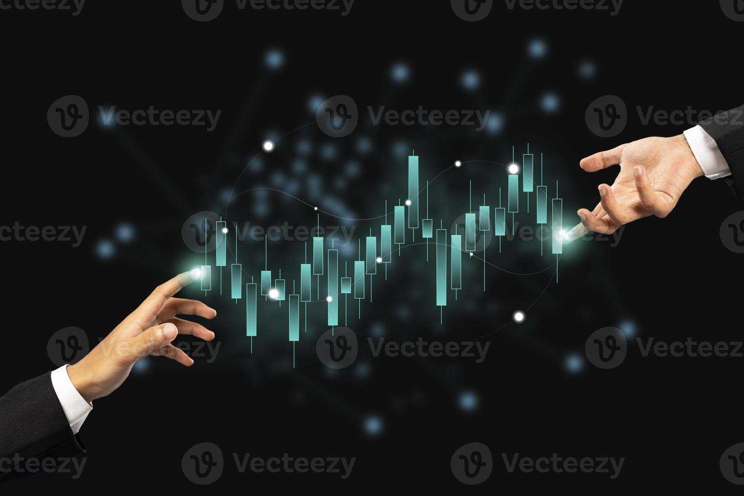 l'homme d'affaires analyse les données de vente et représente la croissance économique. planification et analyse de la stratégie commerciale de la finance et de la banque de trading forex. photo