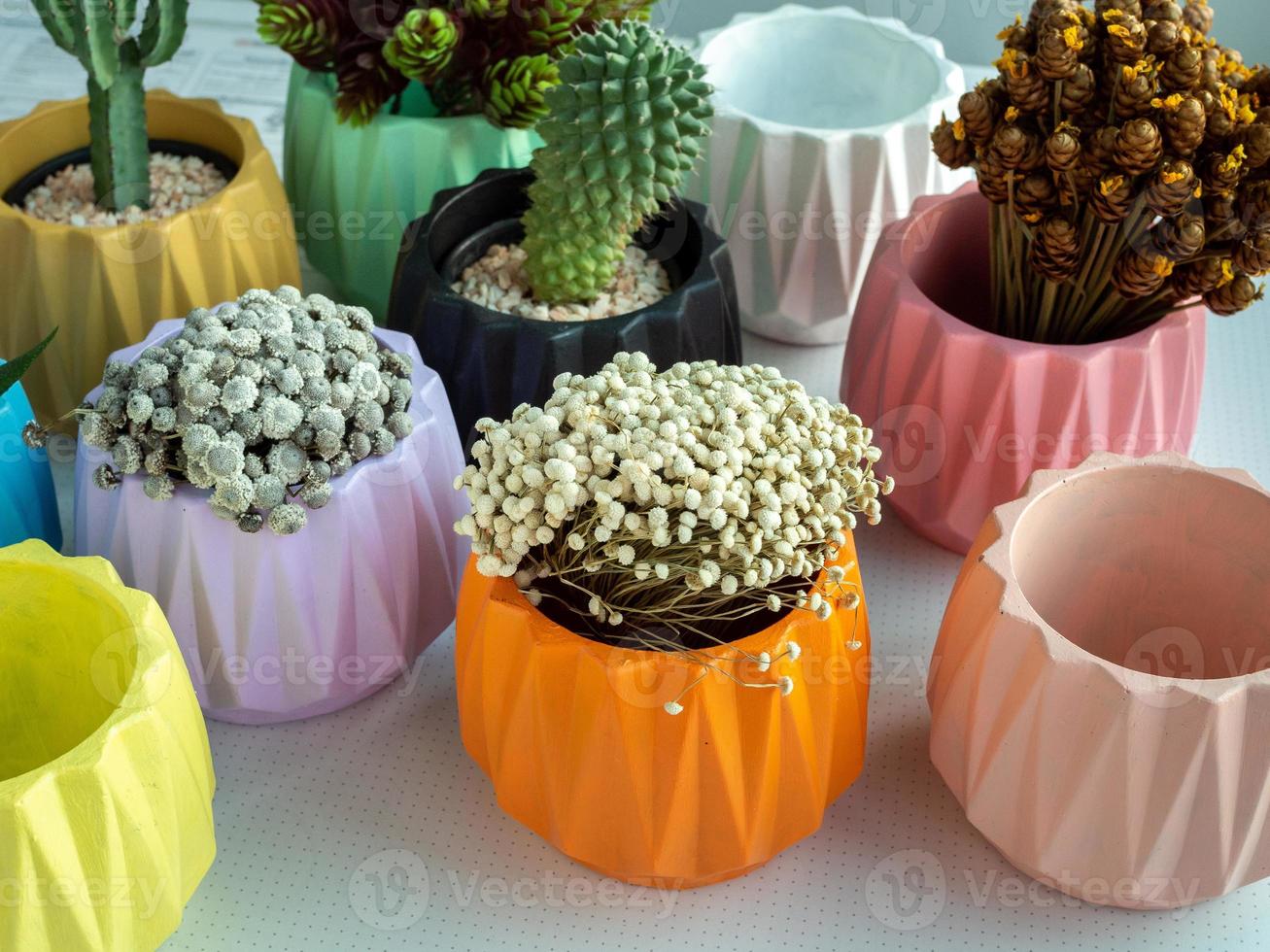 Les pots de fleurs uniques sont fabriqués à partir de plusieurs