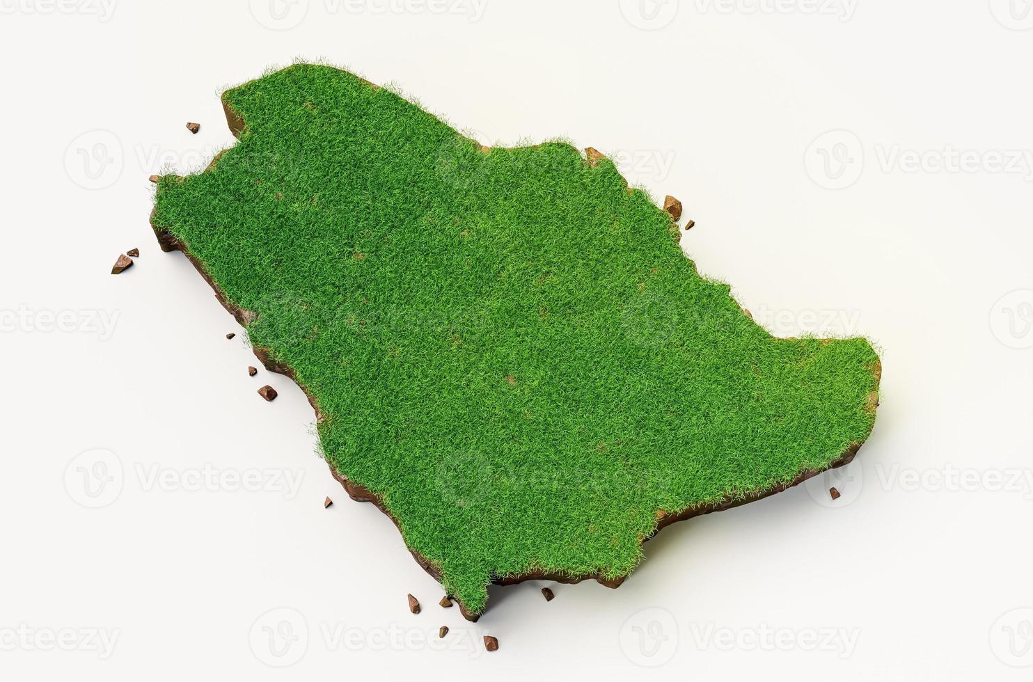 arabie saoudite carte herbe et texture du sol illustration 3d sa photo