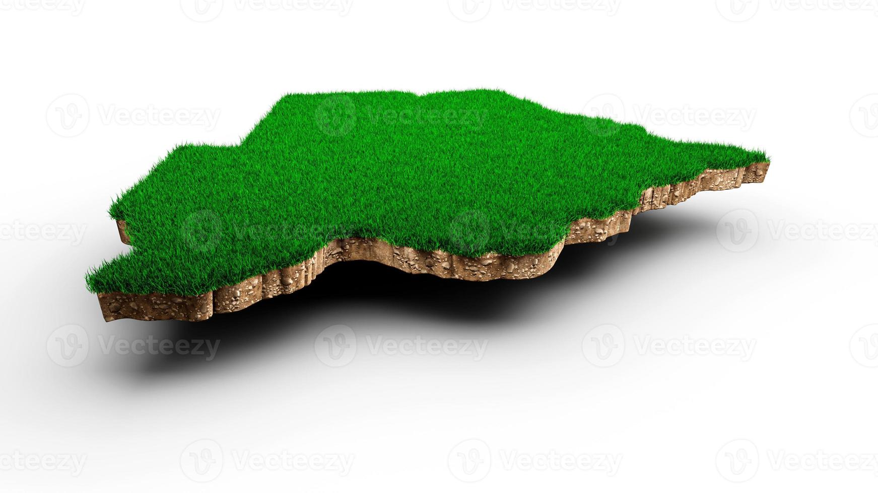 carte du botswana coupe transversale de la géologie des sols avec de l'herbe verte et de la texture du sol rocheux illustration 3d photo