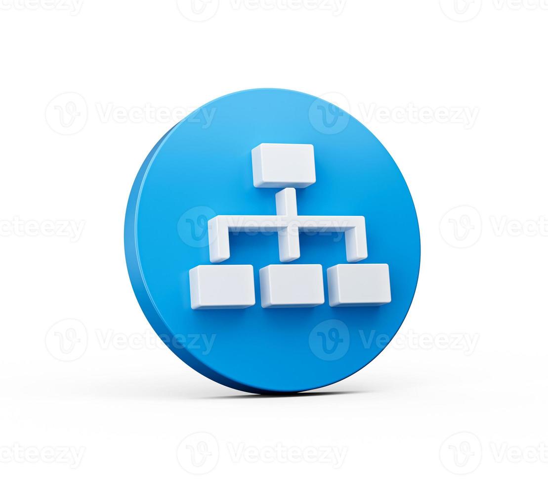 symbole de hiérarchie minimal sur fond bleu icône 3d ronde illustration 3d photo