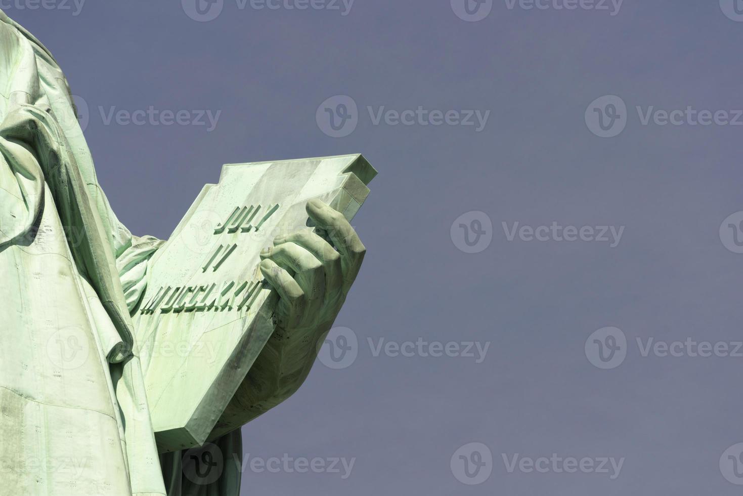 Détail de la tablette de la statue de la liberté, new york photo