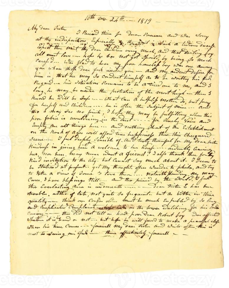 première lettre personnelle manuscrite datée de 1819. photo