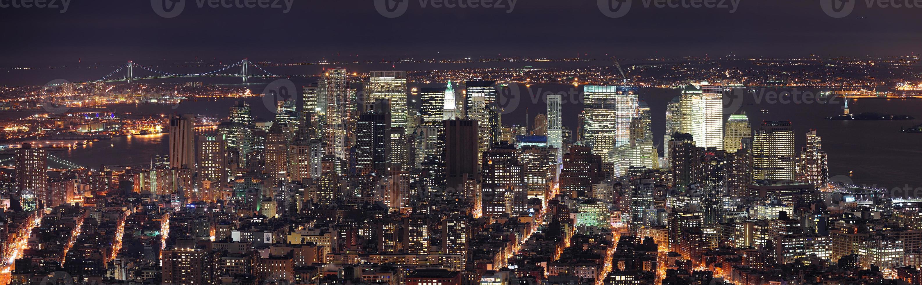 new york city manhattan skyline panorama vue aérienne au crépuscule photo