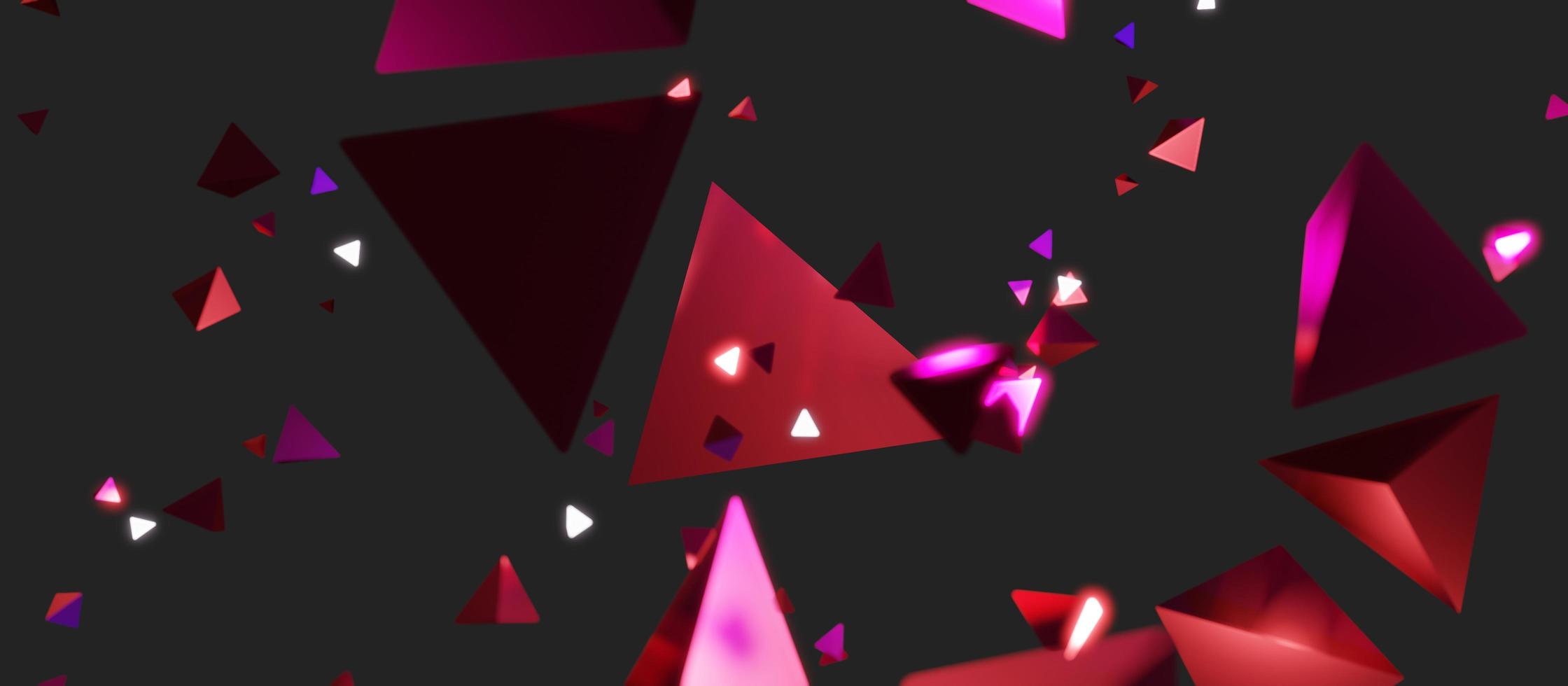 triangle de verre brisé abstrait technologie rougeoyante fond illustration 3d photo