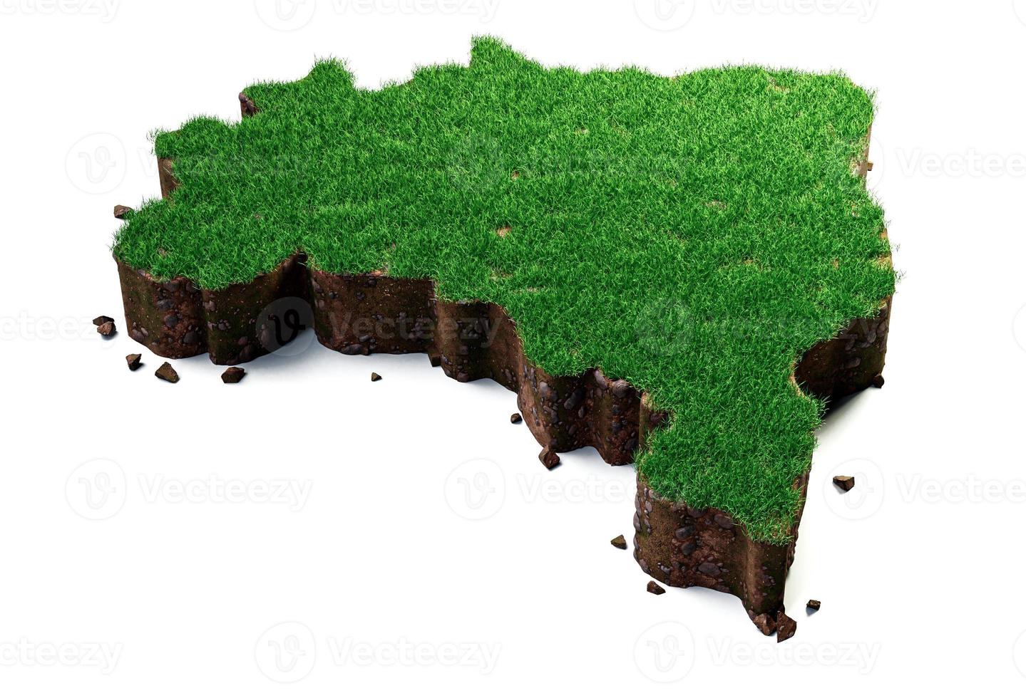 brésil, pays, herbe, et, terre, texture, carte, 3d, illustration photo