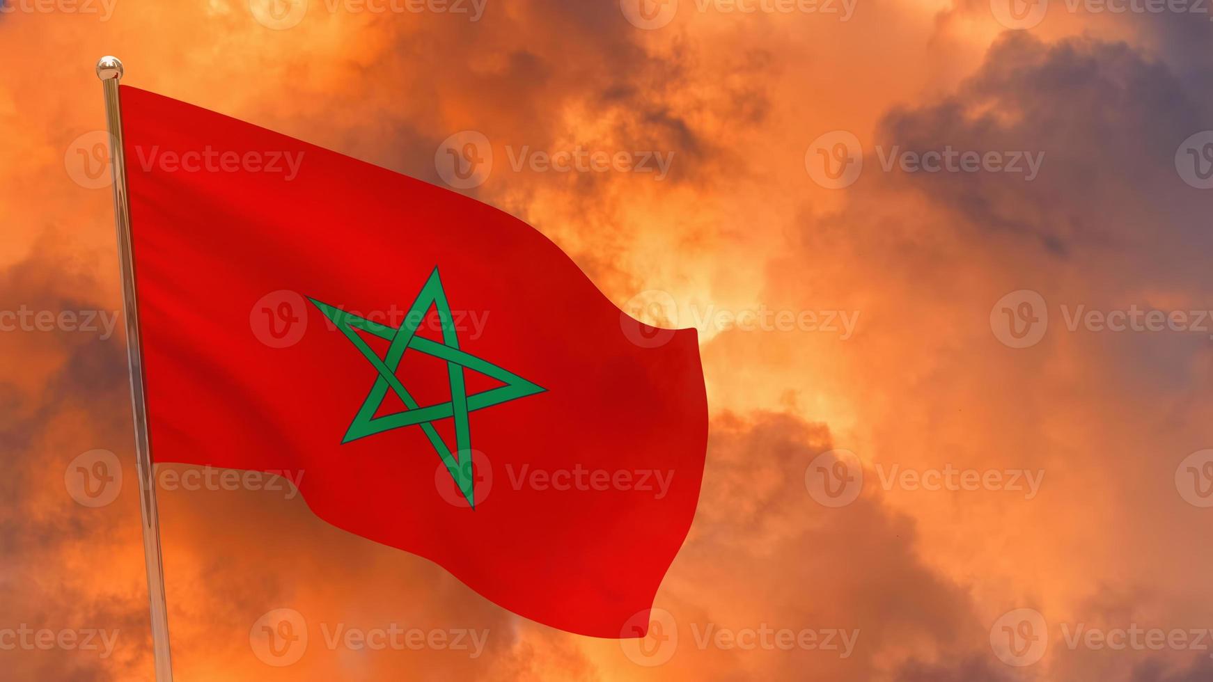 drapeau marocain sur poteau photo