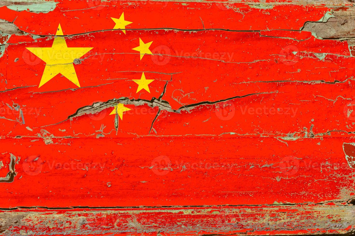 drapeau 3d de la chine sur bois photo