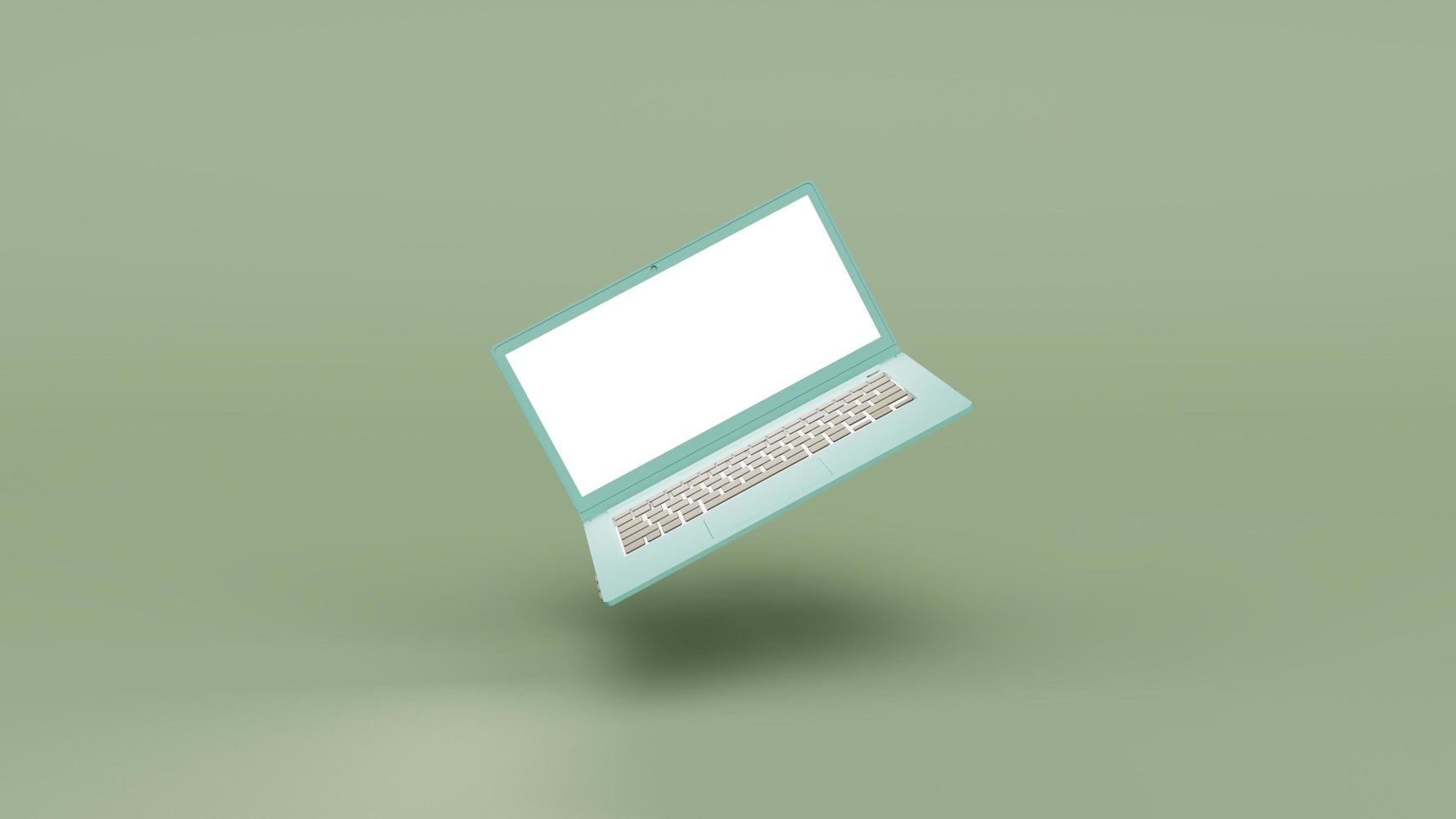 ordinateur portable avec écran blanc rendu 3d illustration avec arrière-plan photo