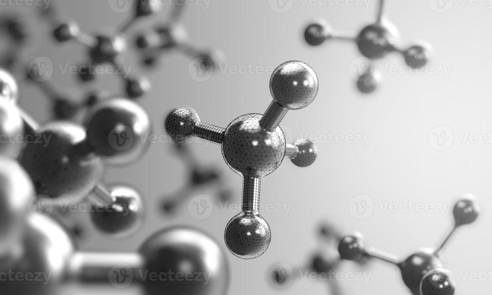 structure de la molécule ou de l'atome, formation scientifique, rendu 3d photo