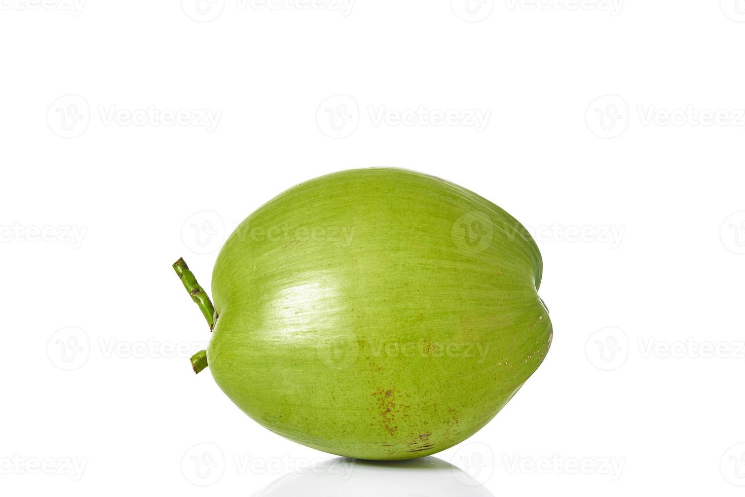 Jeune noix de coco verte sur fond blanc photo