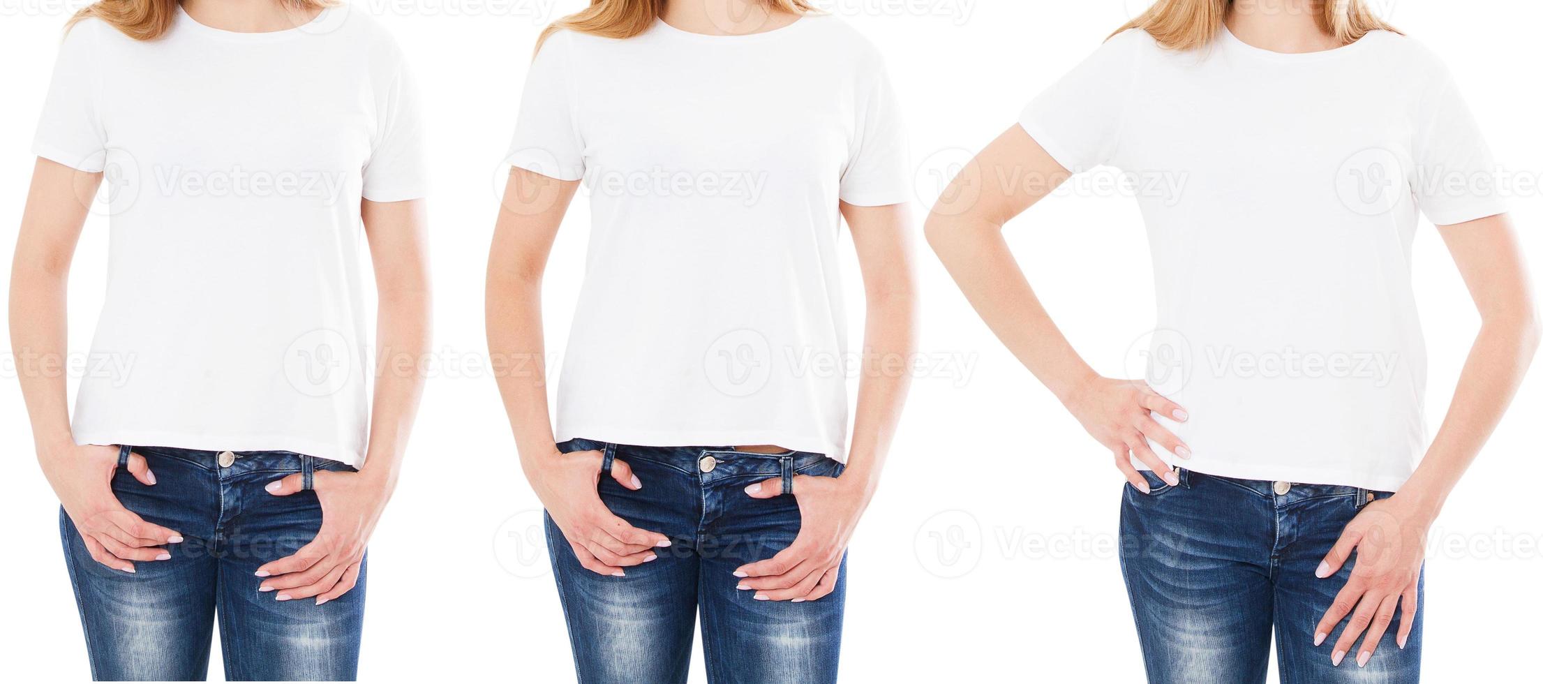 Image recadrée trois femme en t-shirt isolé sur fond blanc photo