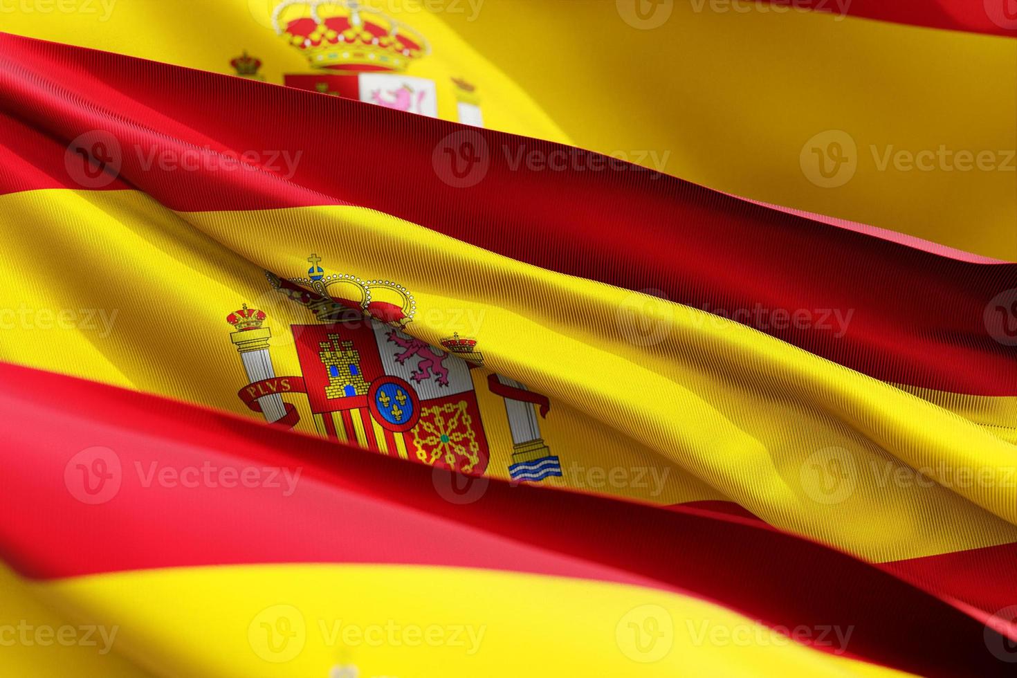 le drapeau national de l'espagne à partir de textiles se bouchent en trois versions, mise au point douce photo