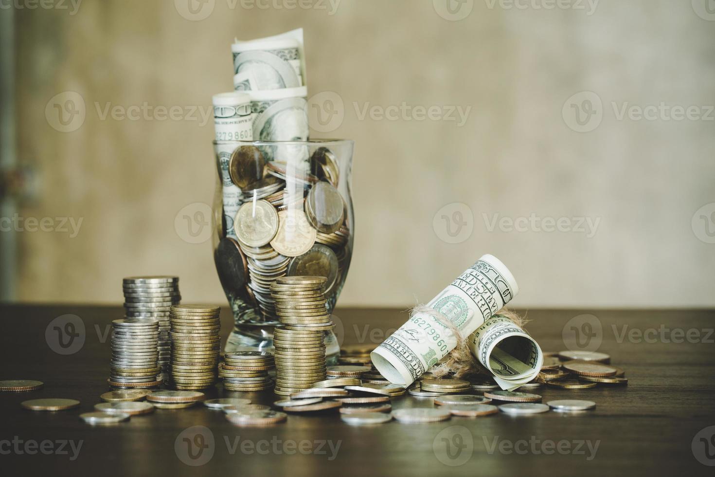 dollars avec des pièces en verre verseuse photo