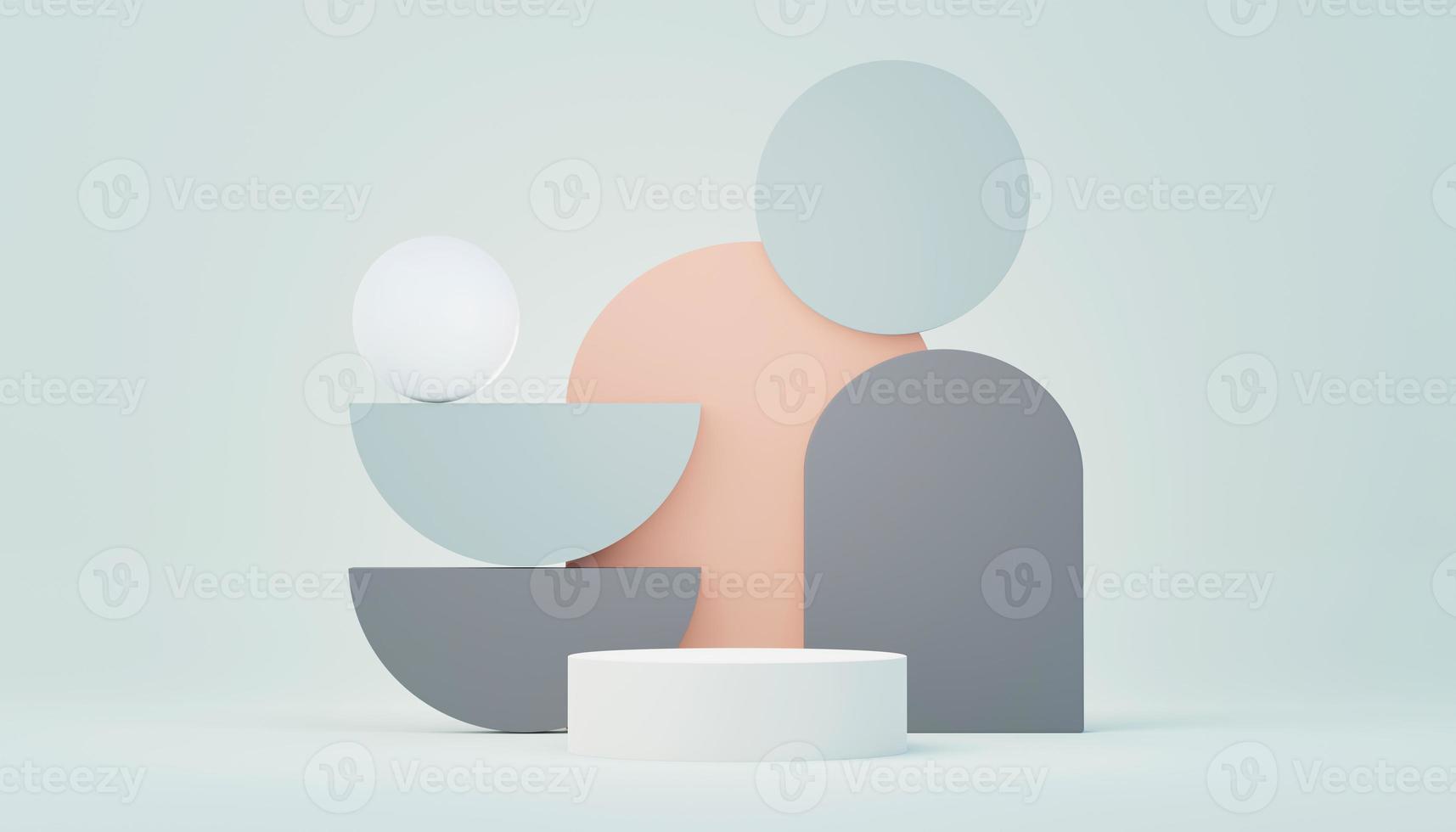 Plate-forme de podium d'affichage abstrait de rendu 3d pour la présentation et la publicité des produits. toile de fond de scène minimale avec un design épuré. socle vacant pour maquette. scène vide avec une couleur pastel pour cosmétique. photo