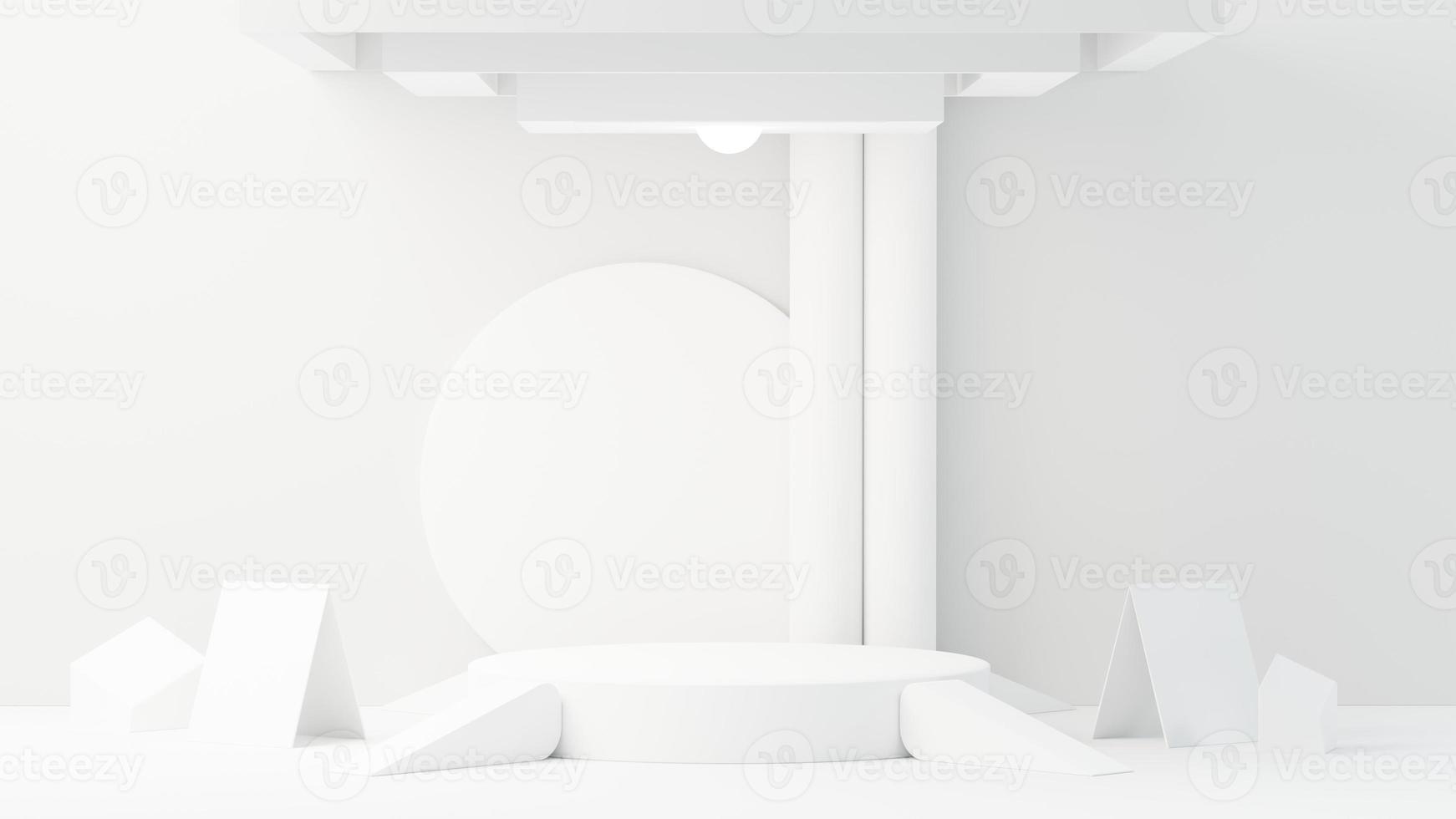 Plate-forme de podium d'affichage abstrait de rendu 3d pour la présentation et la publicité des produits. toile de fond de scène minimale avec un design épuré. socle vacant pour maquette. scène vide avec une couleur pastel pour cosmétique. photo