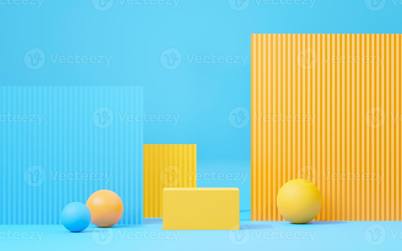 Plate-forme de podium d'affichage abstrait de rendu 3d pour la présentation et la publicité des produits. toile de fond de scène minimale avec un design épuré. socle vacant pour maquette. scène vide avec une couleur pastel pour cosmétique. photo