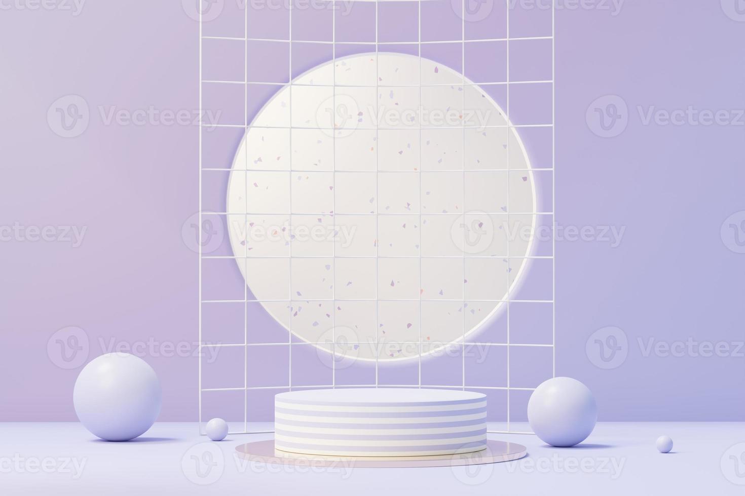 Rendu 3d du podium de beauté avec un design très péri-couleur de l'année 2022 pour la présentation du produit et la publicité. ciel pastel minimal et scène de terre de rêve. notion de romance. photo