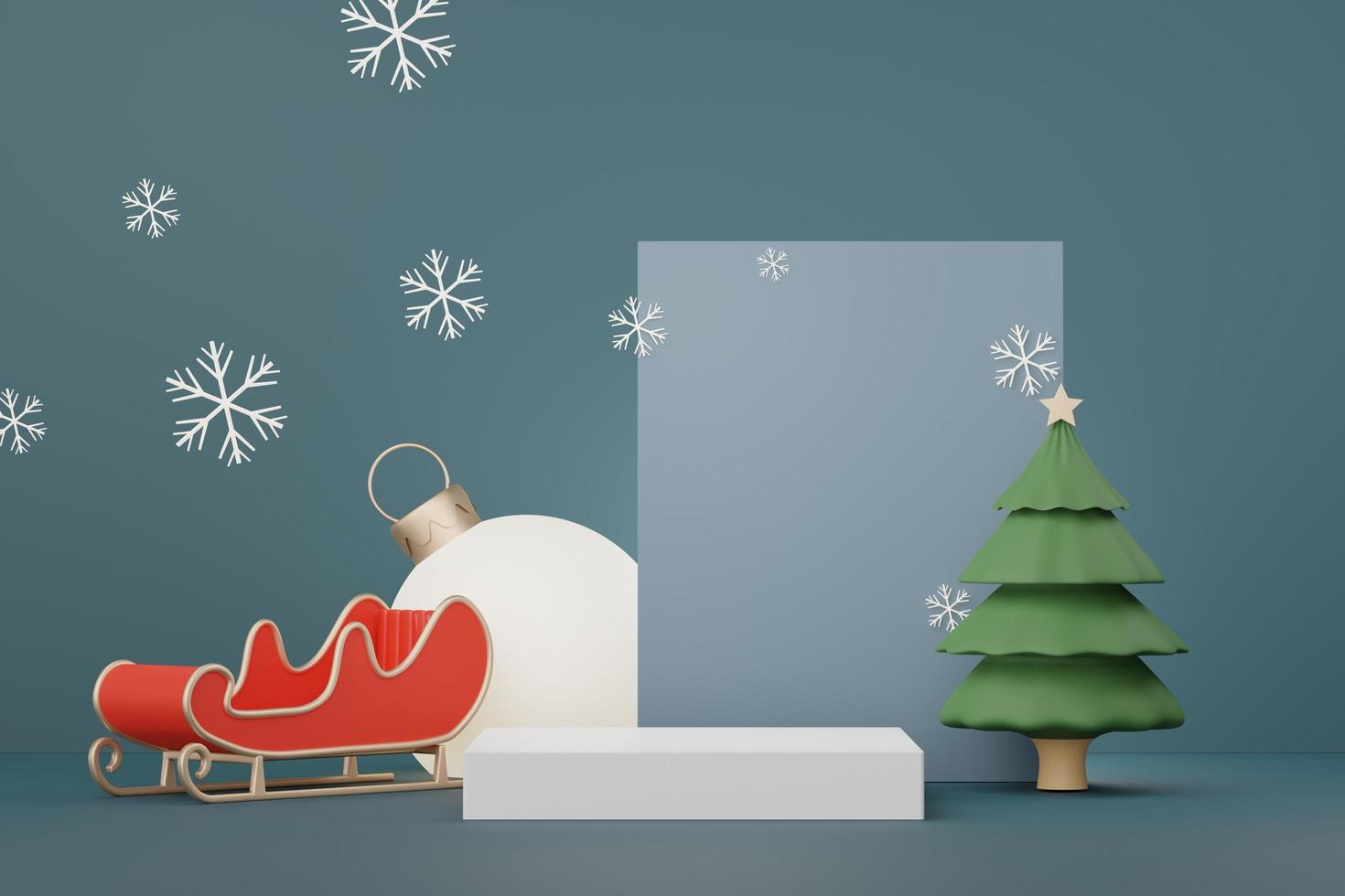 Podium d'affichage 3d pour la présentation des produits et cosmétiques avec concept joyeux noël et bonne année. géométrique moderne. plate-forme pour la maquette et la présentation de la marque. design épuré minimal. photo