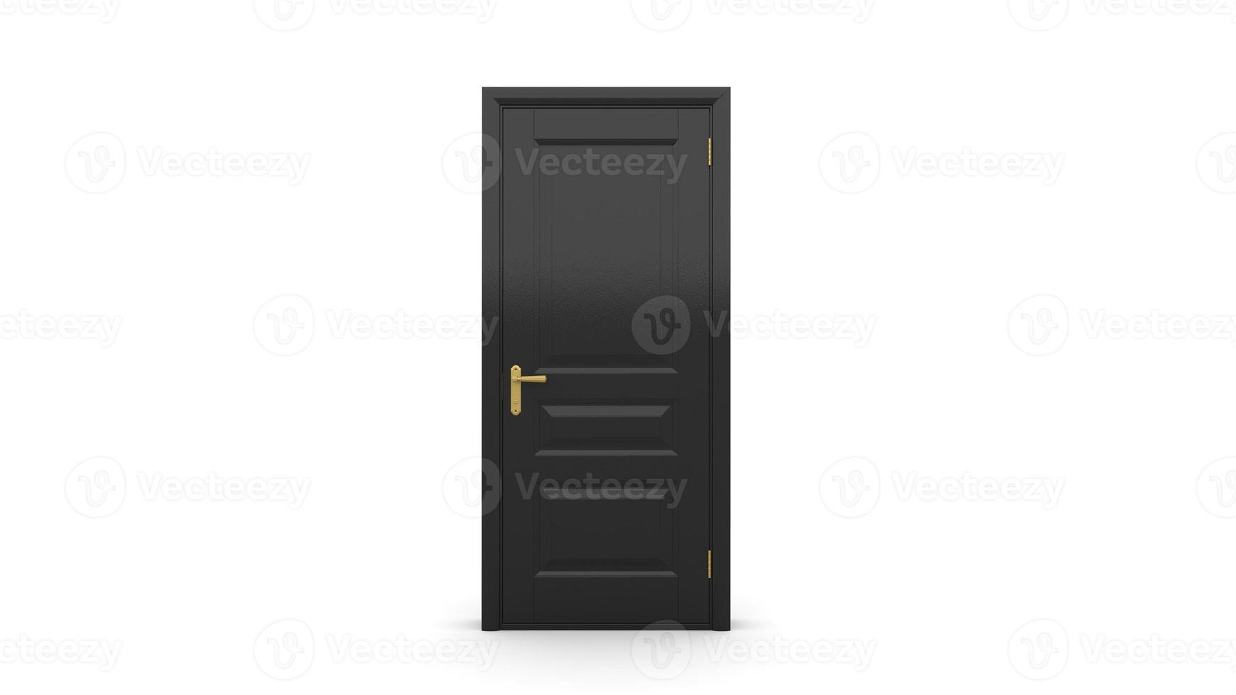 illustration créative de porte noire de porte ouverte et fermée, porte d'entrée réaliste isolée sur fond 3d photo