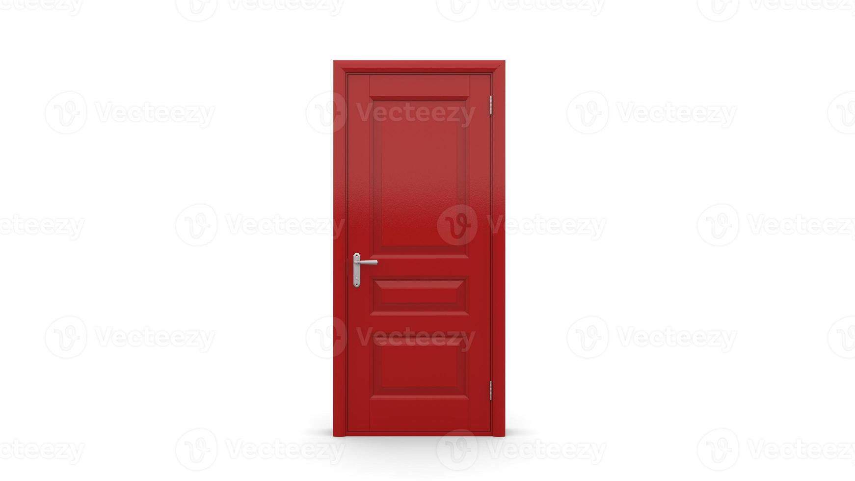 illustration créative de porte rouge de porte ouverte et fermée, porte d'entrée réaliste isolée sur fond 3d photo