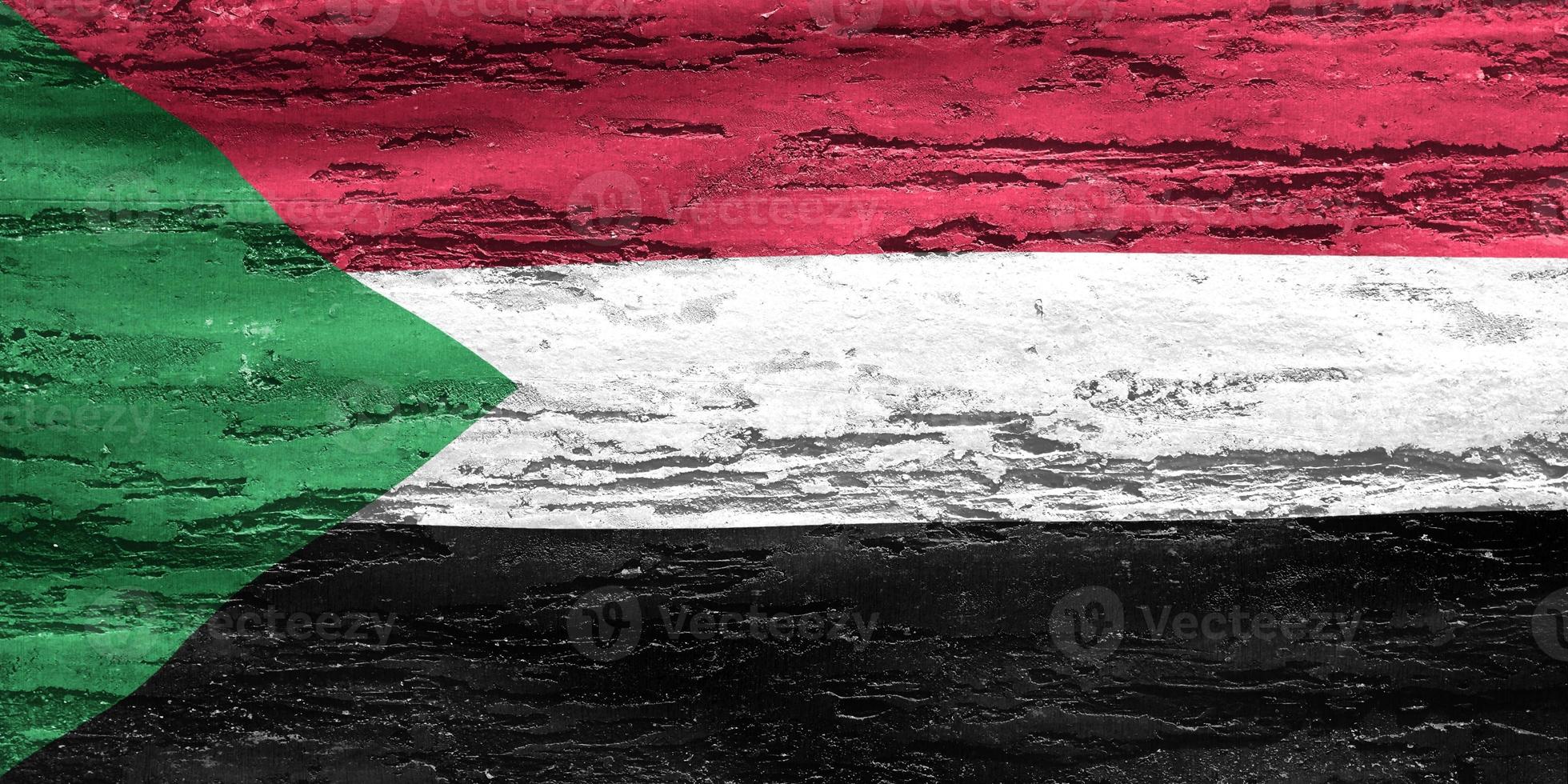 Illustration 3d d'un drapeau soudanais - drapeau en tissu ondulant réaliste photo