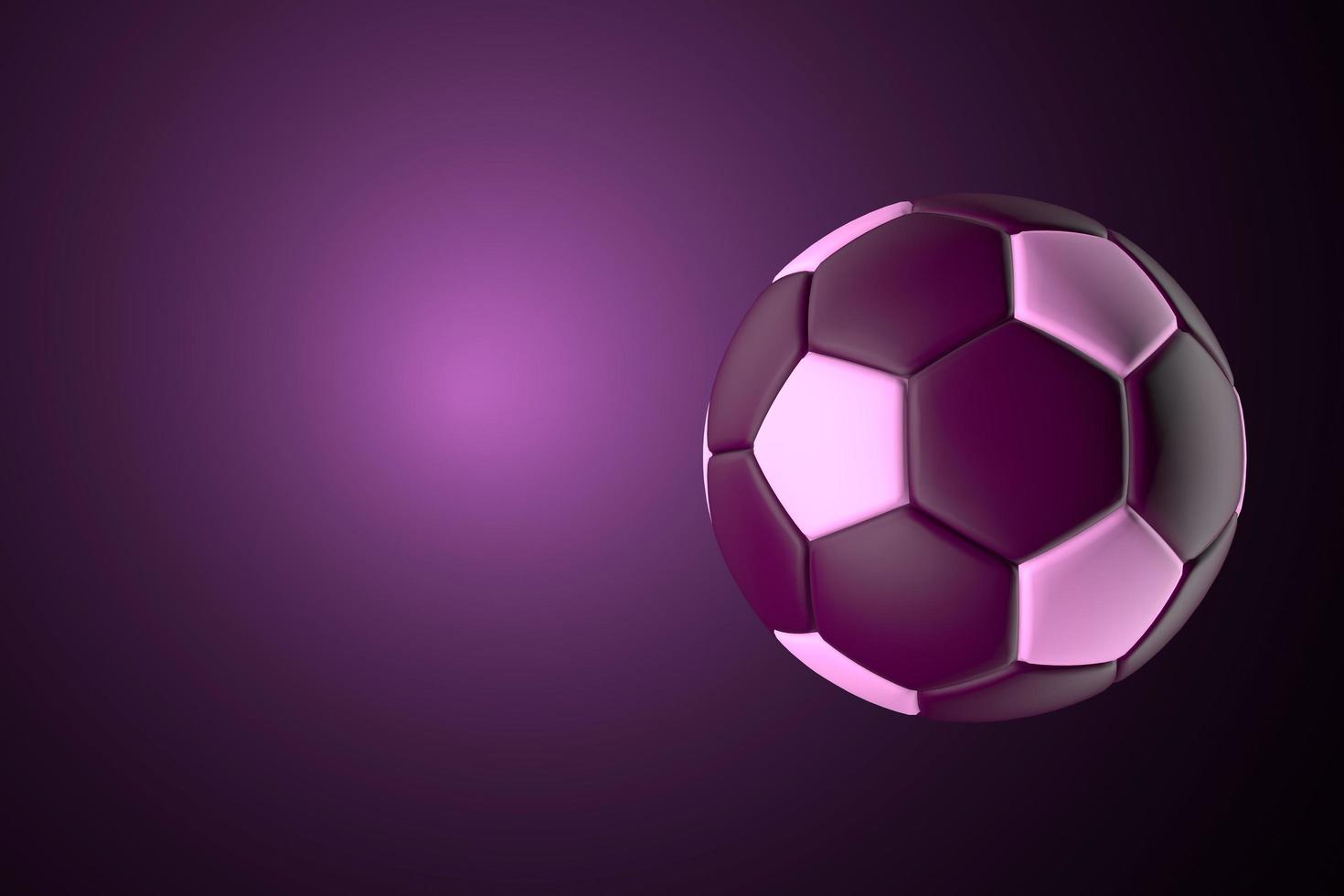 Ballon de football 3d sur fond noir à la lumière violette photo