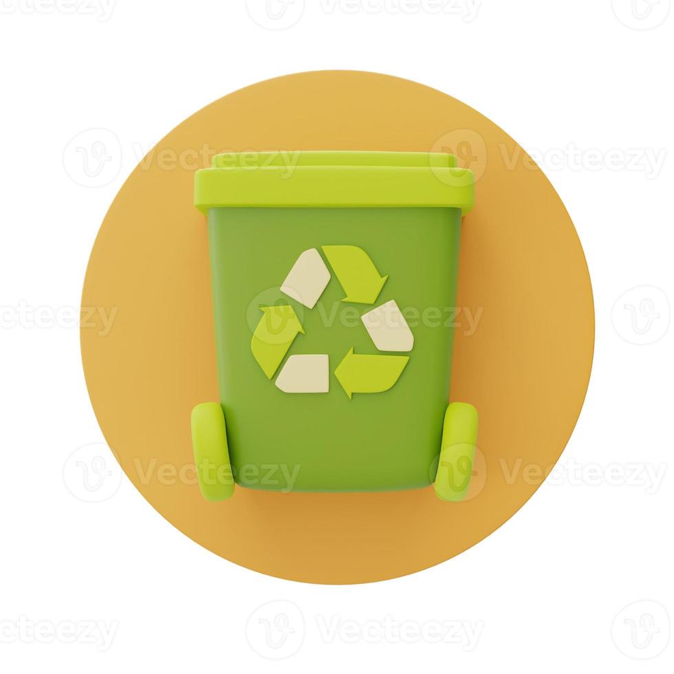 symbole de bac de recyclage, recyclage des ordures, concept d'écologie et de recyclage, rendu 3d. photo