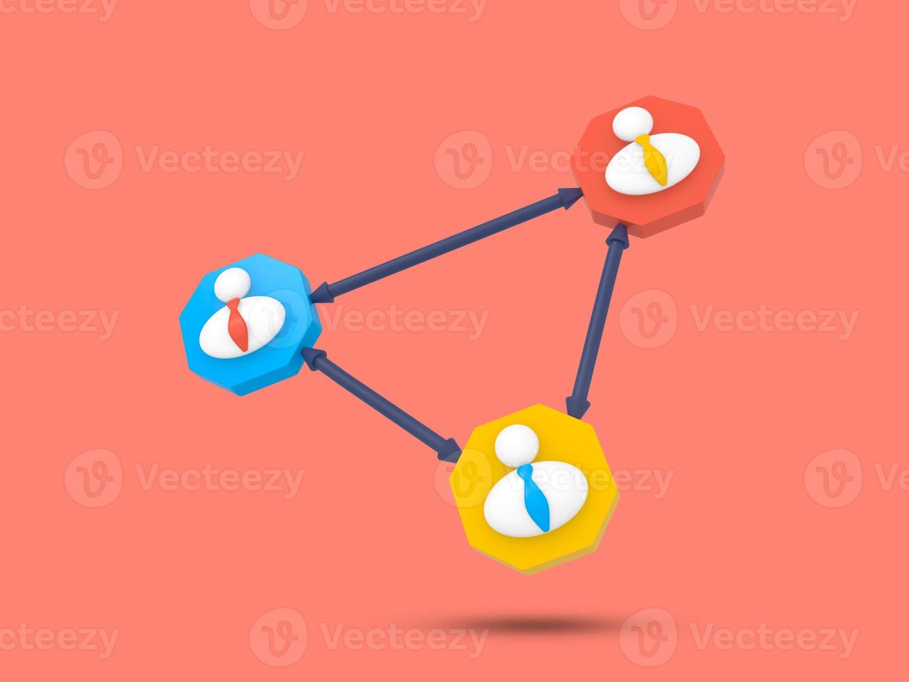 icône de partage dans l'illustration de rendu 3d. réseau, symbole connecté dans un style minimal. les gens d'affaires liés les uns aux autres. partage de symbole 3d. signe de partage. symbole et signe bluetooth. photo