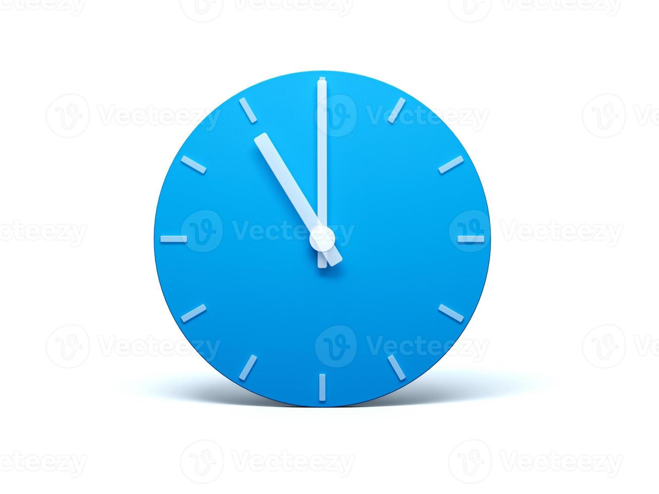 horloge murale bleue sur fond blanc isolé avec illustration 3d de l'ombre. 11 heures photo