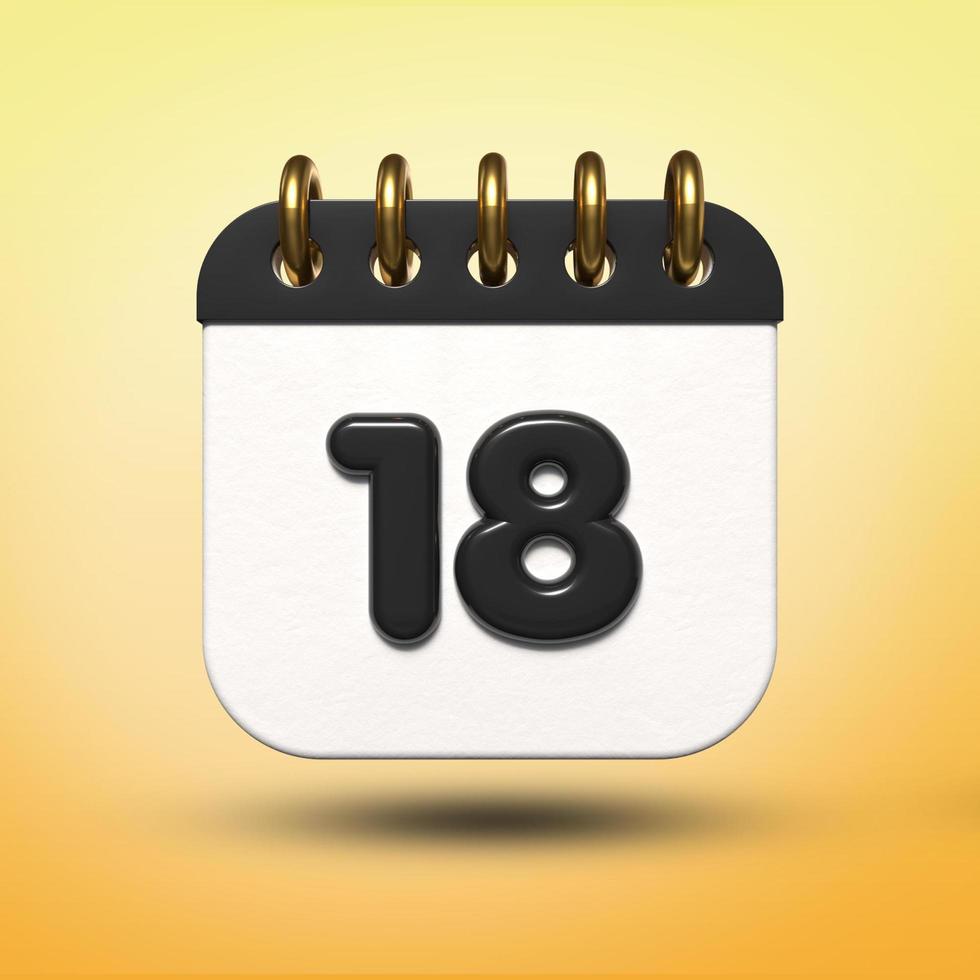 Date du calendrier transparent 3d 19 pour le calendrier des réunions, le calendrier des événements, les vacances, le travail, la couleur de l'école noire photo