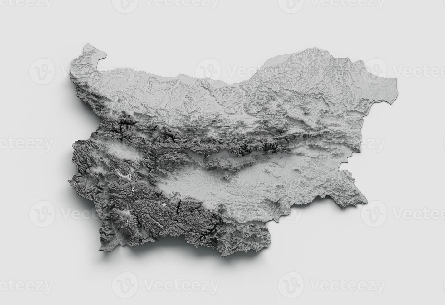 carte de la bulgarie carte de hauteur de couleur en relief ombré sur fond blanc illustration 3d photo