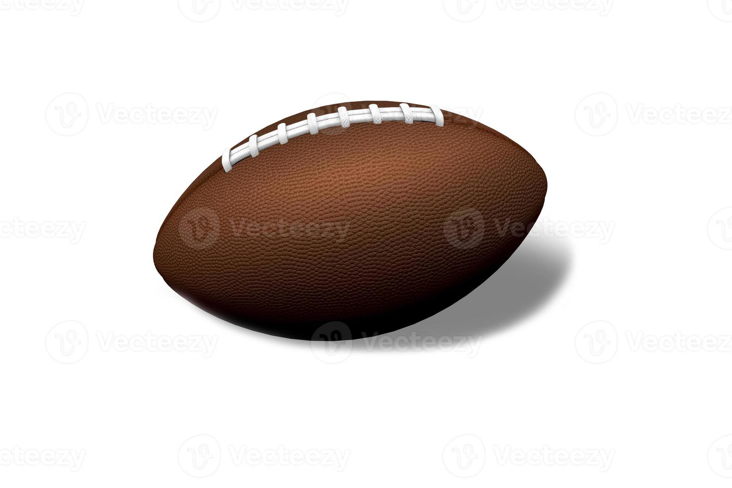 maquette de ballon de football américain en cuir isolé sur fond blanc rendu 3d. photo