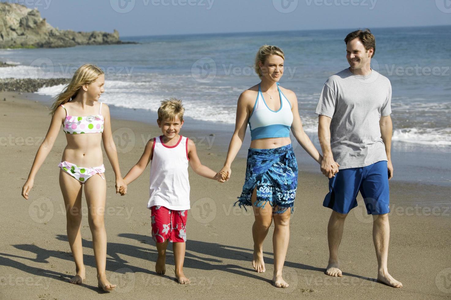 famille, tenue, mains, plage photo