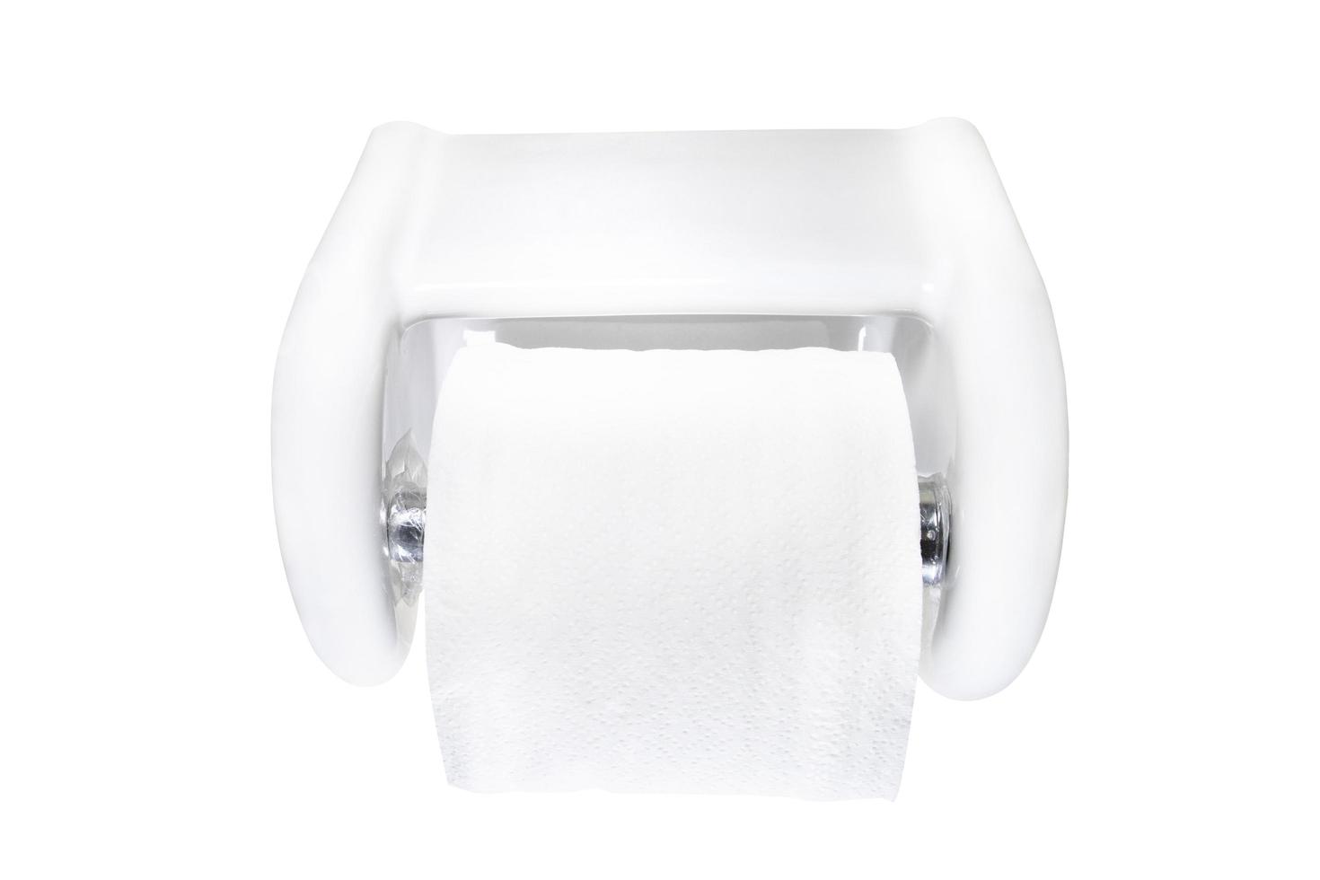 rouleau de papier toilette isolé sur fond blanc avec un tracé de détourage. photo