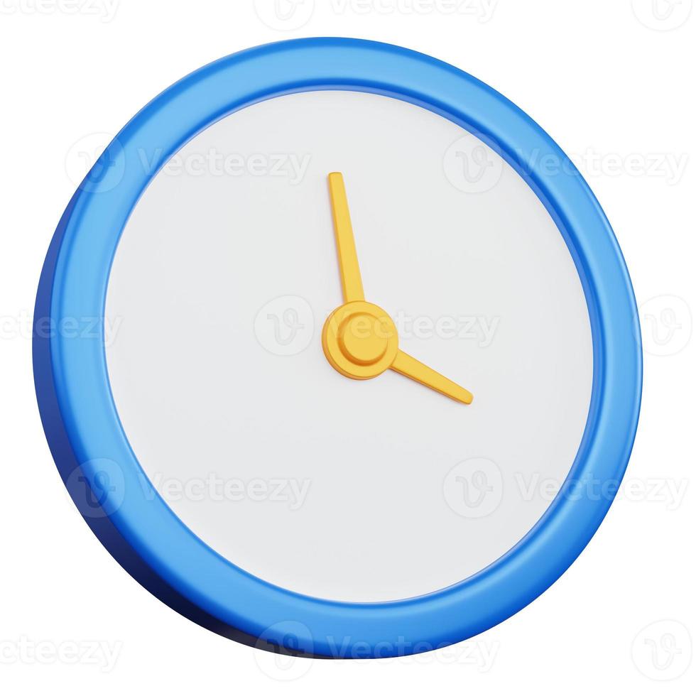 Horloge de rendu 3d bleu isolé photo