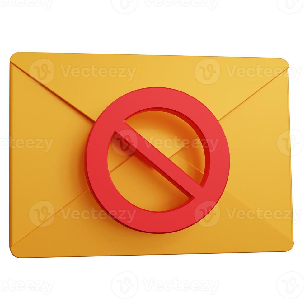 Rendu 3D bloquer le courrier jaune isolé photo