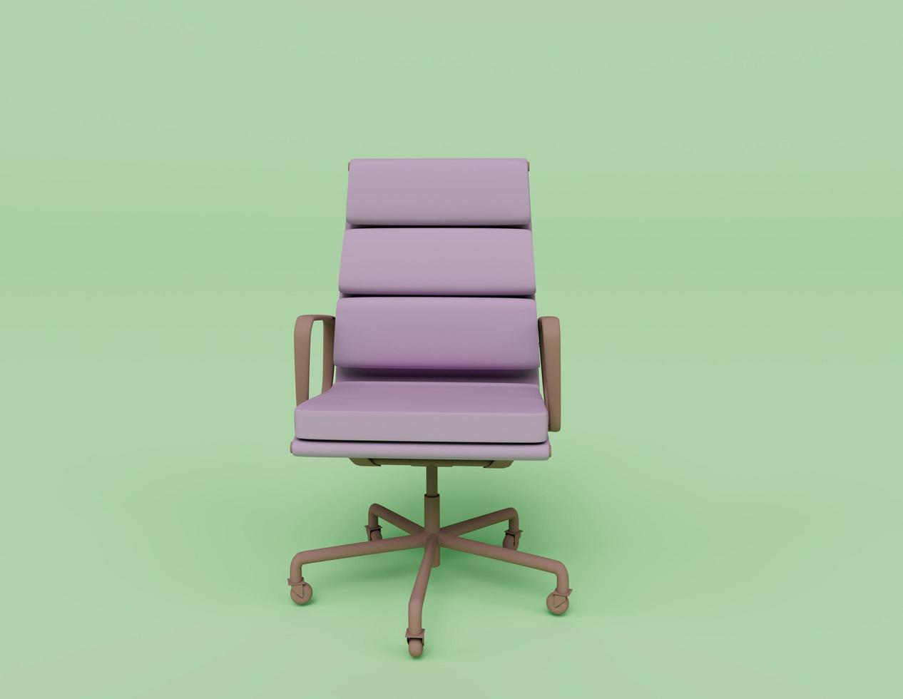 rendu 3d de la vue de face de la chaise de bureau moderne professionnelle, fauteuil de bureau, isolé sur des couleurs pastel, scène minimale photo