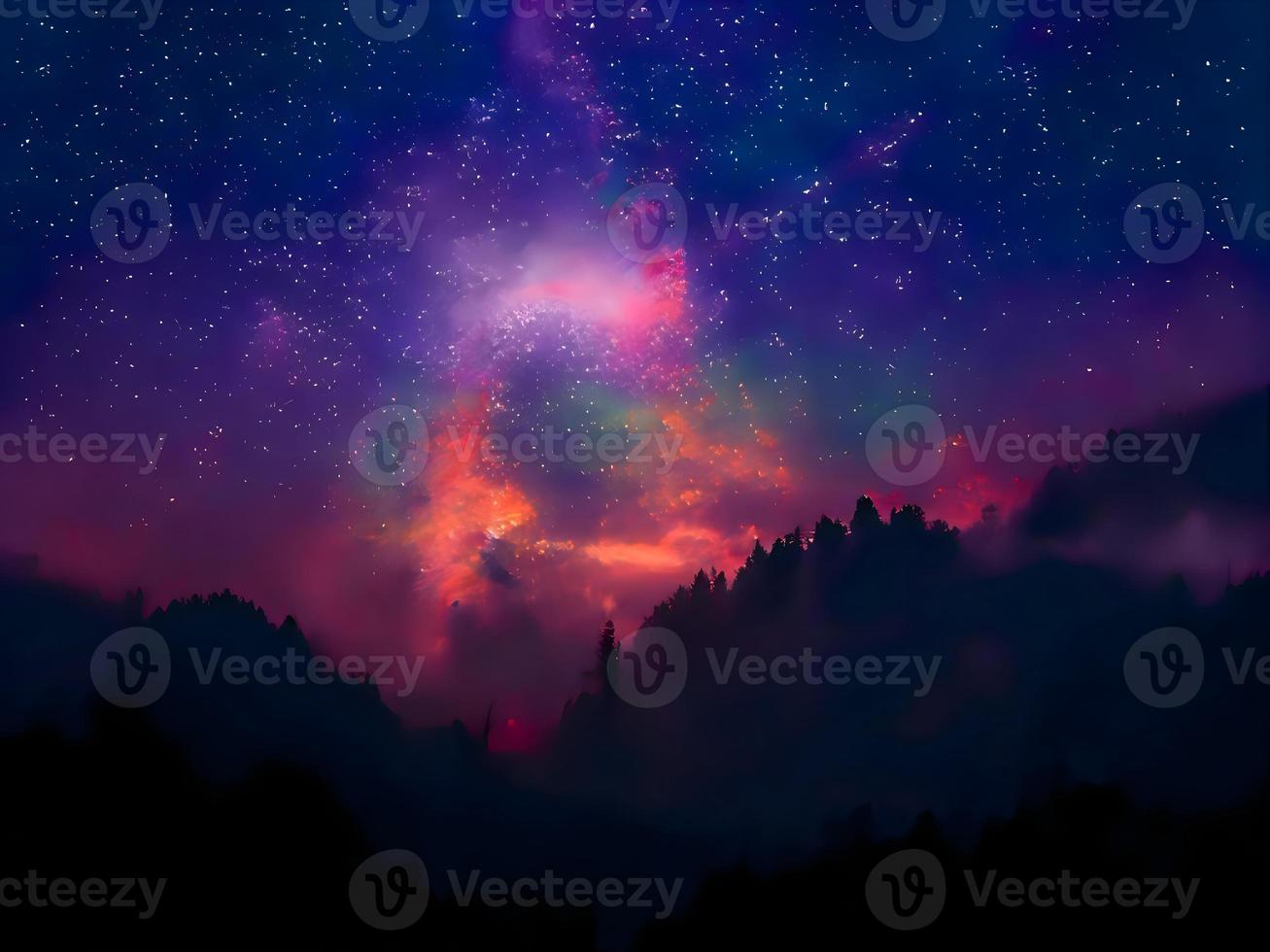 paysage de nuit montagne et voie lactée arrière-plan galaxie notre galaxie, longue exposition, faible luminosité photo
