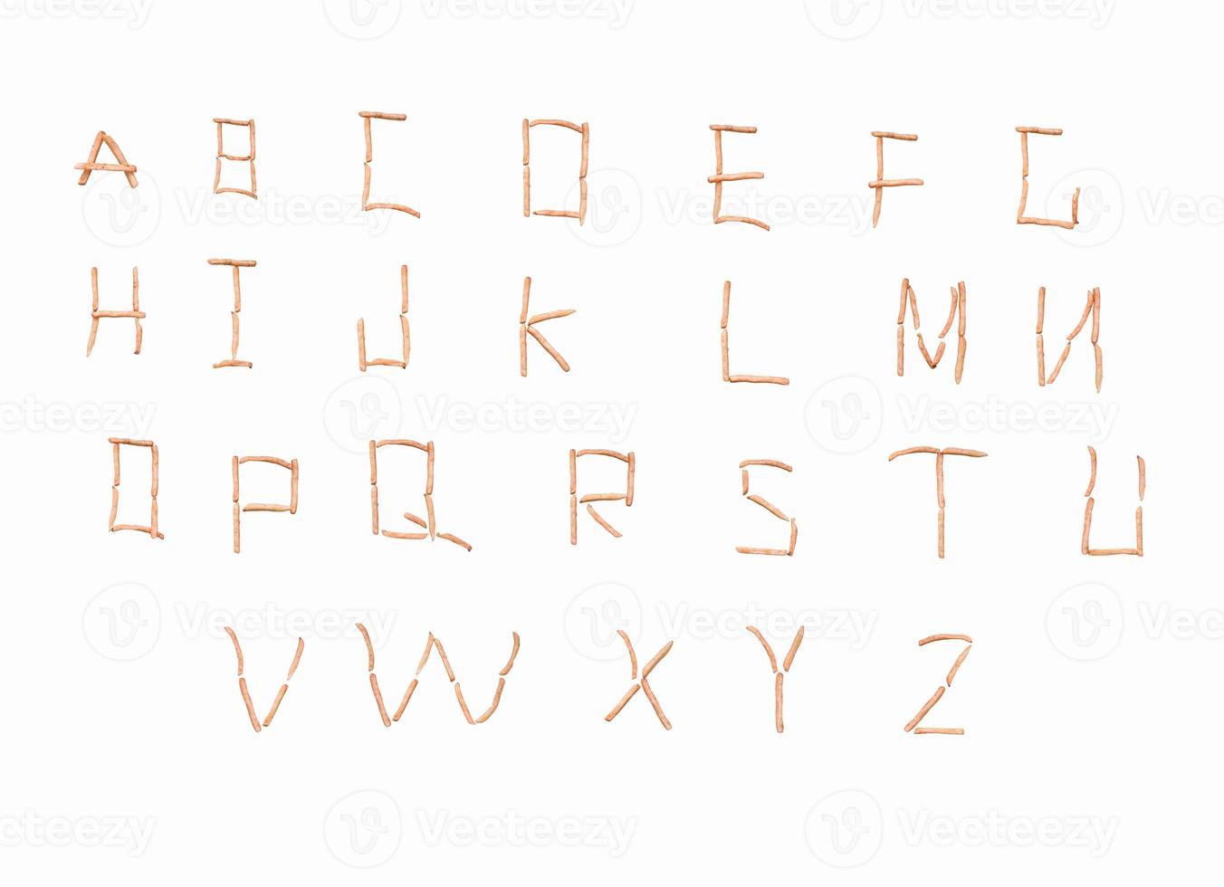 lettres de l'alphabet anglais disposées à partir de frites photo