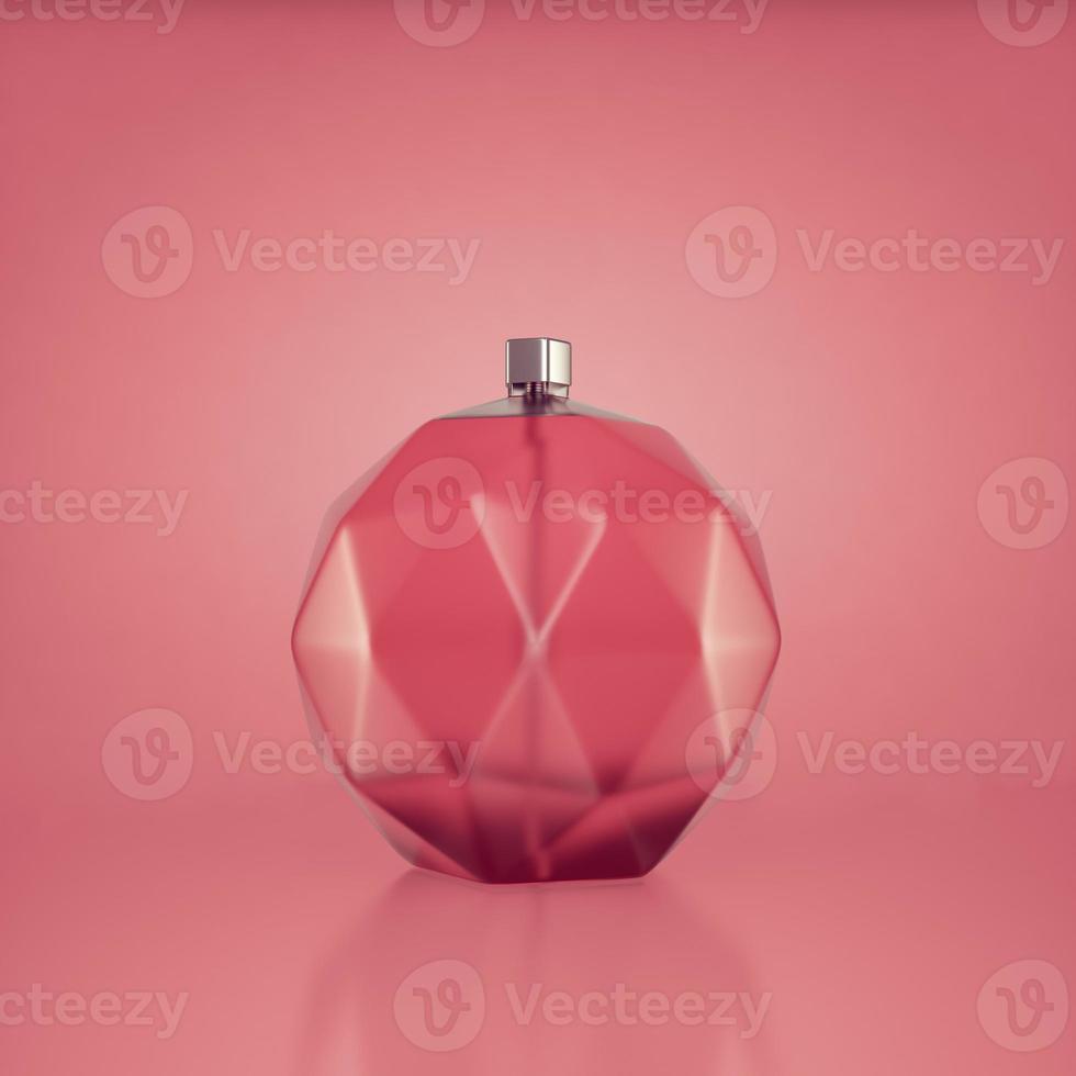 bouteille de parfum sur fond rose photo