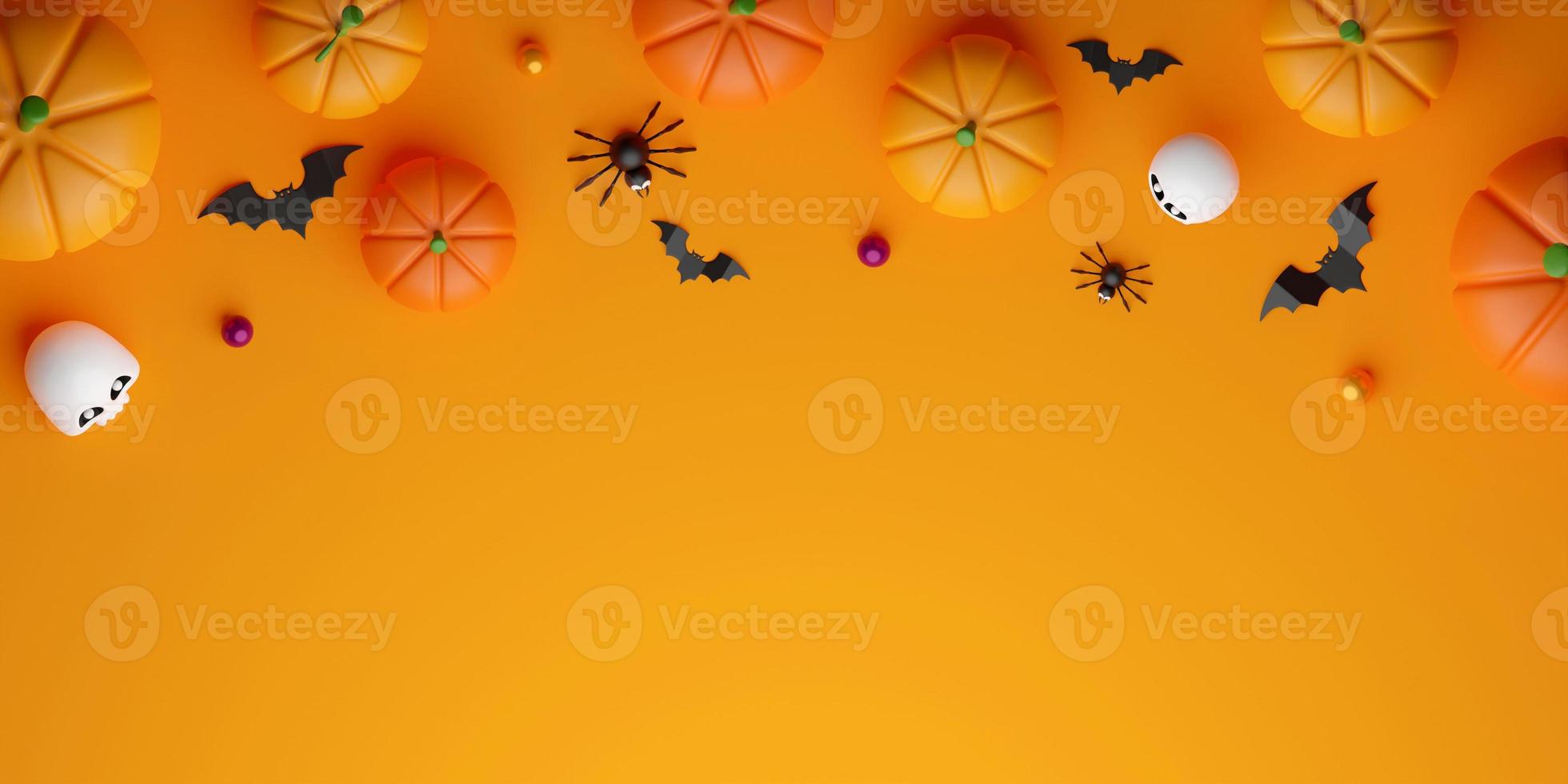 vue de dessus bannière d'illustration 3d du concept d'halloween heureux photo