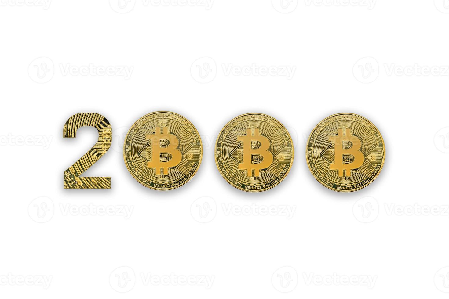 Taux de change de 2000 bitcoins, isolé. style de monnaie crypto pour la conception. photo