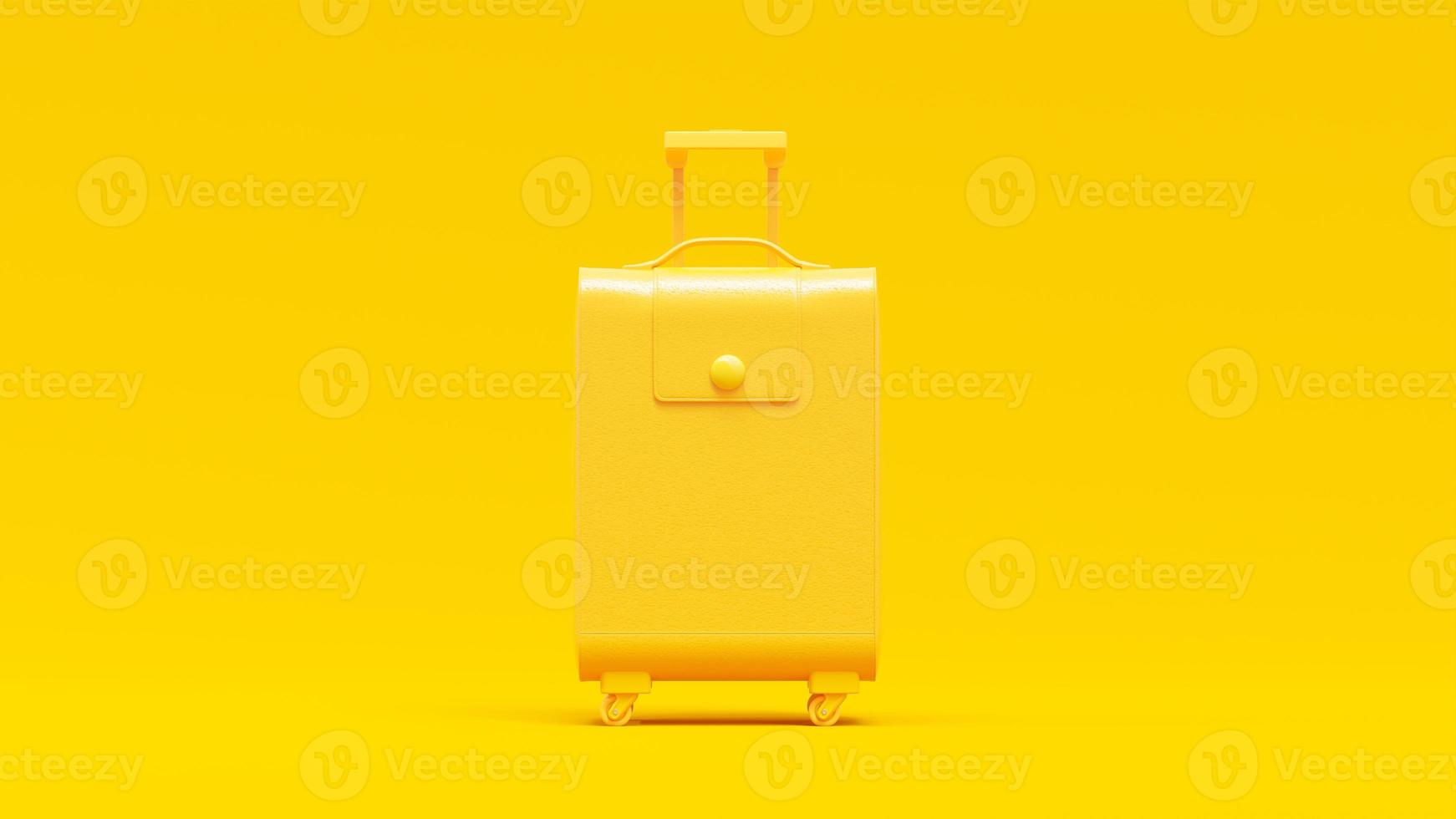 notion minimale. valise en cuir jaune sur fond jaune. photo