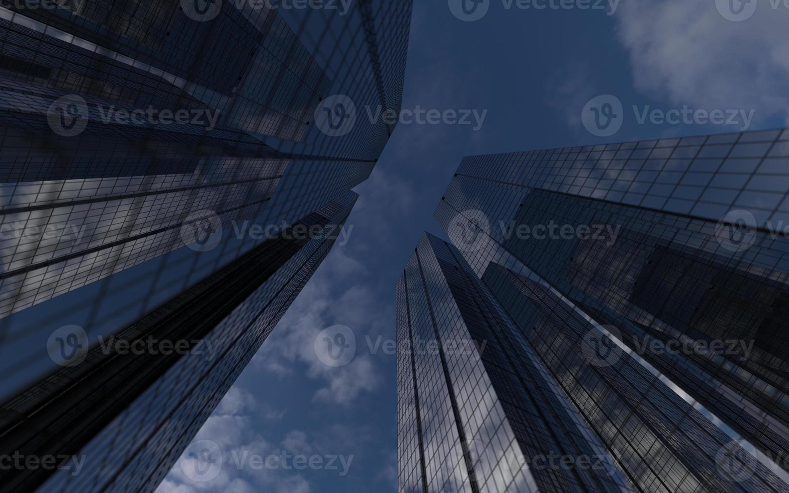 immeubles de grande hauteur modernes contre le ciel. illustration 3d sur le thème du succès commercial et de la technologie photo